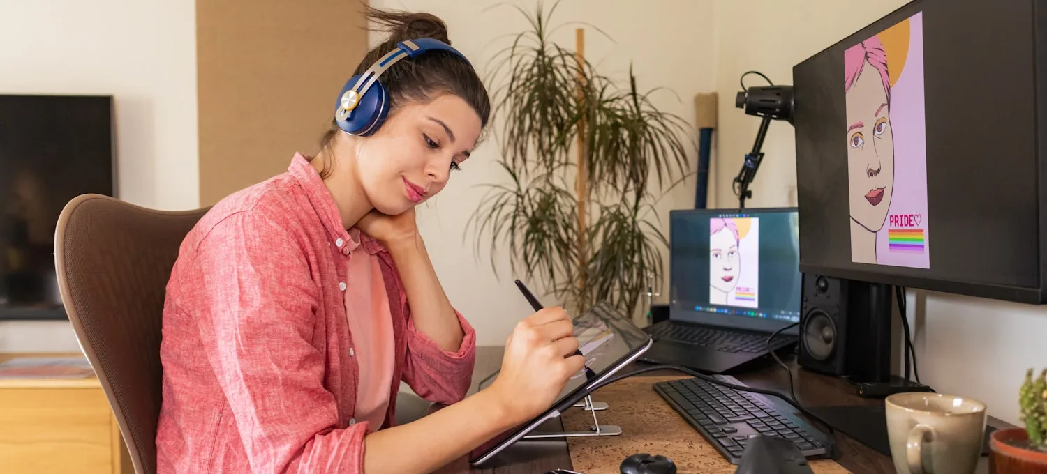 Designer creating brand artwork on a pen tablet