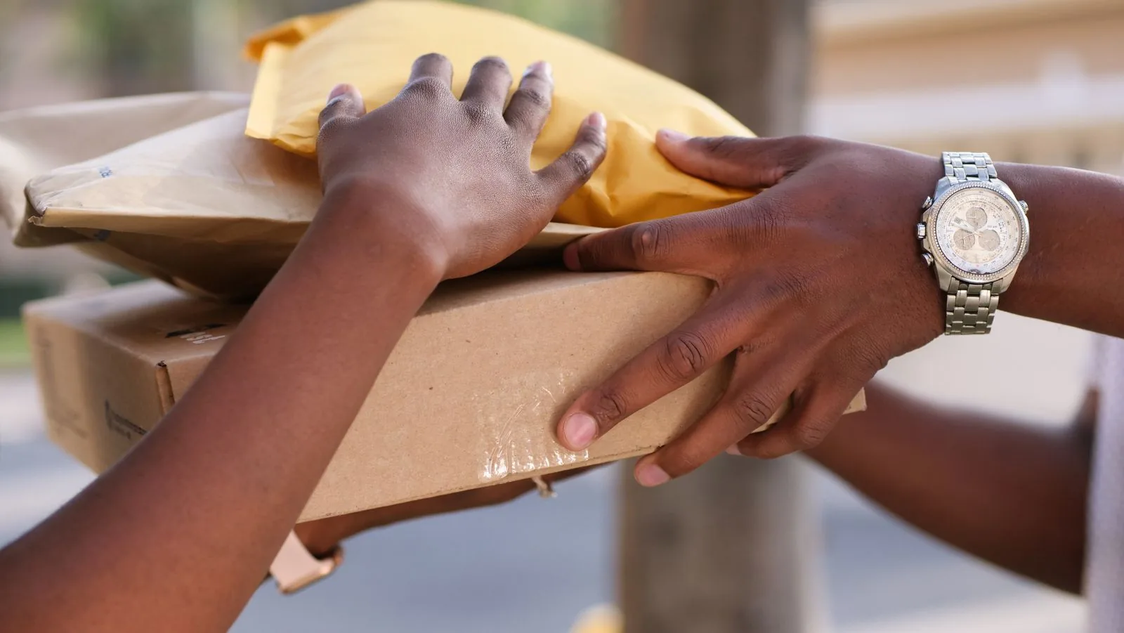 Parcel being prepared and labeled for dispatch