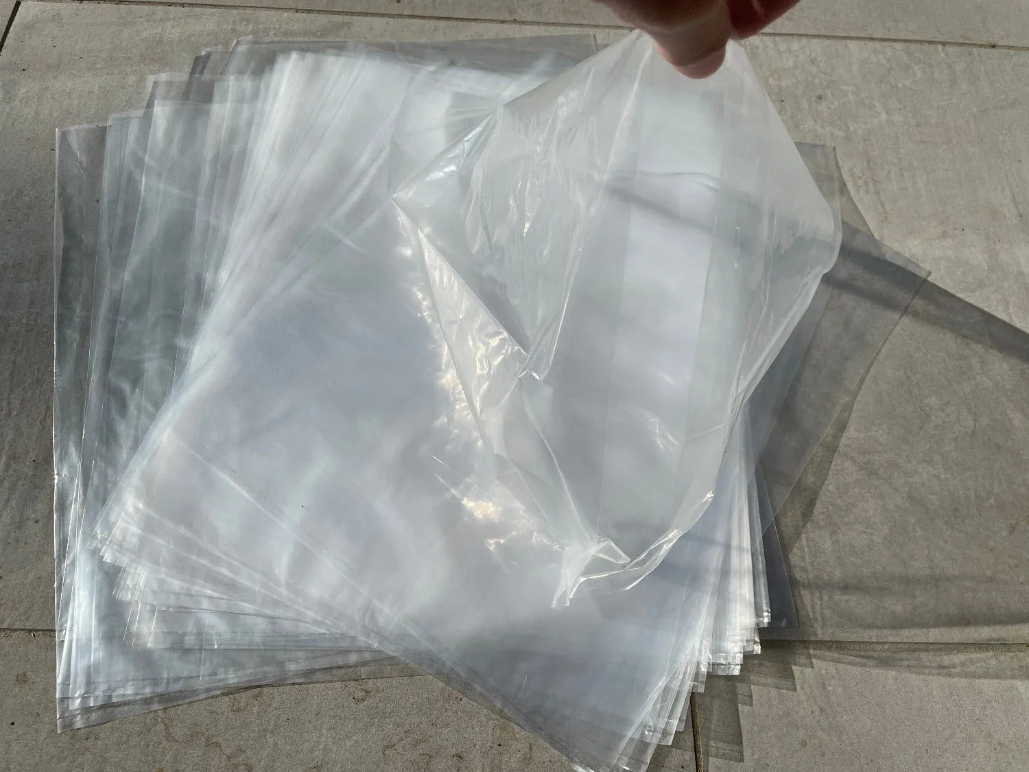 Clear poly bags ready for unit packing