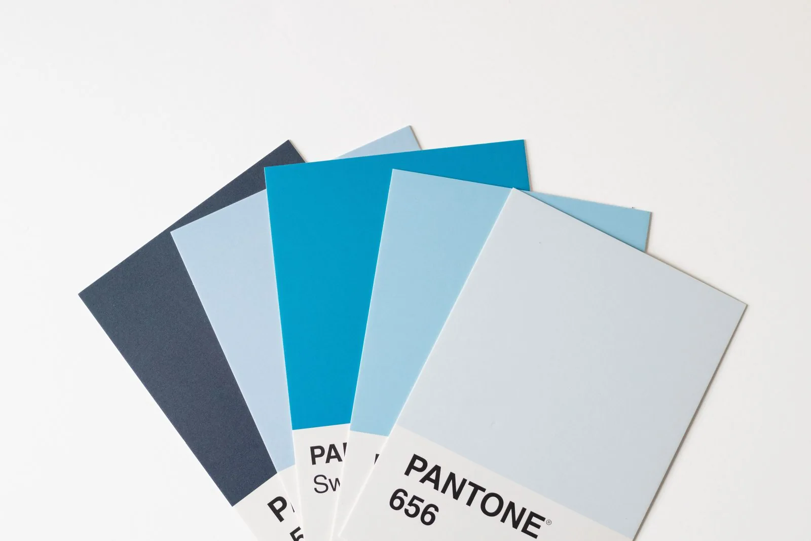Fanned color swatches in coordinated blue tones