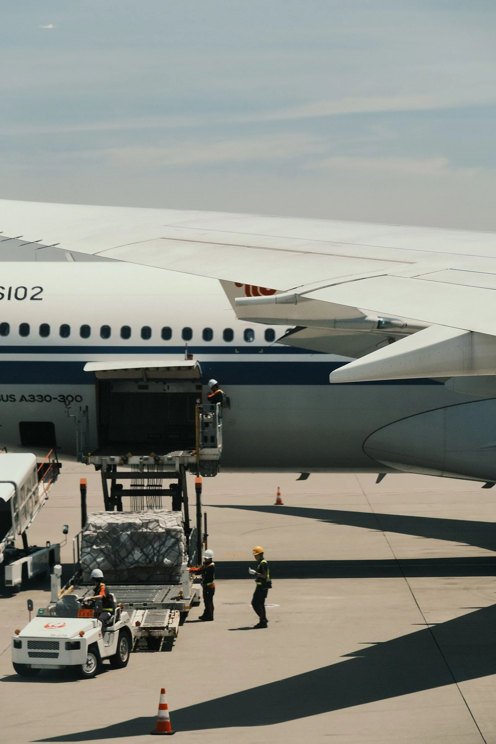 Cargo plane ready for air freight loading